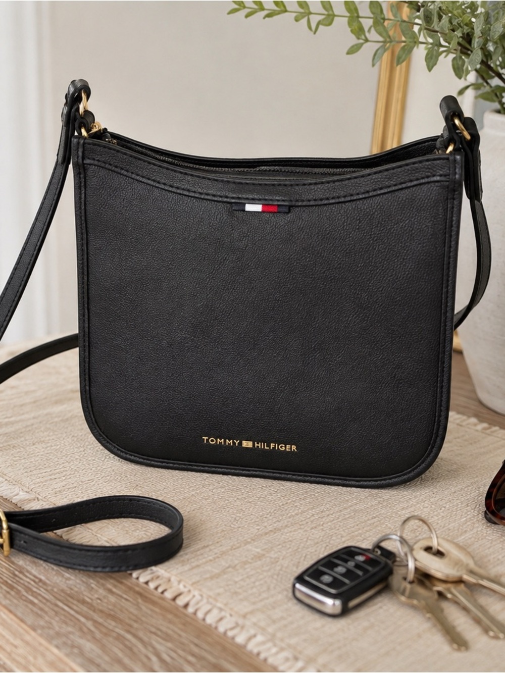Tommy Hilfiger Jaden Crossbody Bag - Black Pebbled Faux Leather (NWOT)